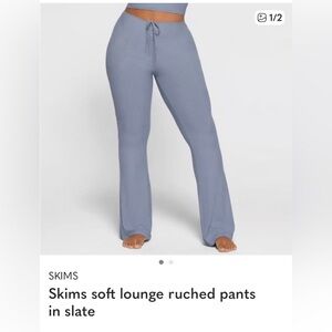 SKIMS Slate Blue Drawstring Waist Flared Lounge Pants, Sz XS, Good Condition